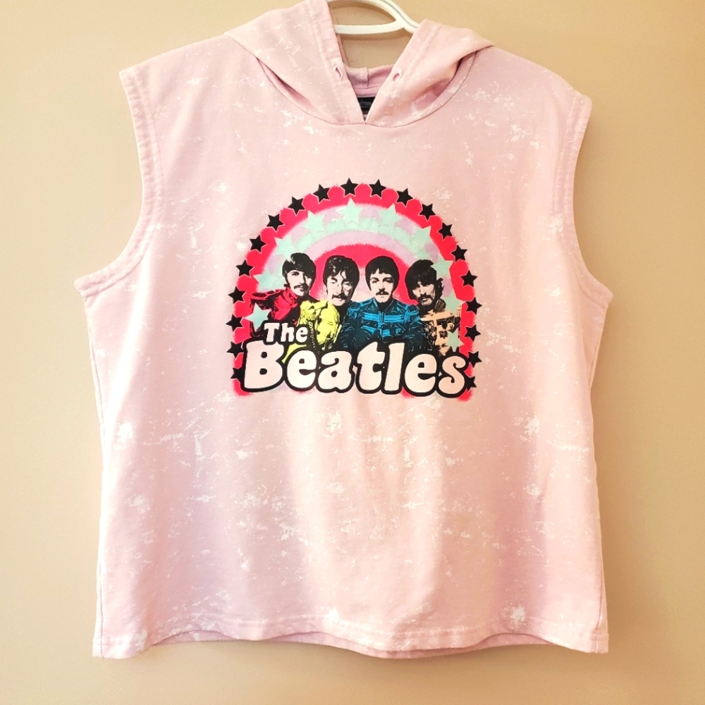 The Beatles - Sargent Pepper pink sleeveless hoodie
